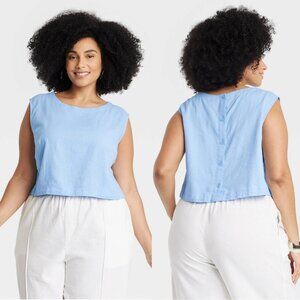 XXL - Womens Linen Tank Top - A New Day - Blue